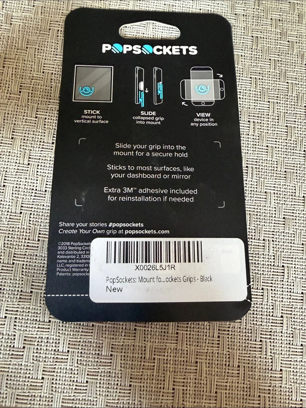 PopSockets Multi Surface Mount Black New Sealed Phone Grip Holder Mount